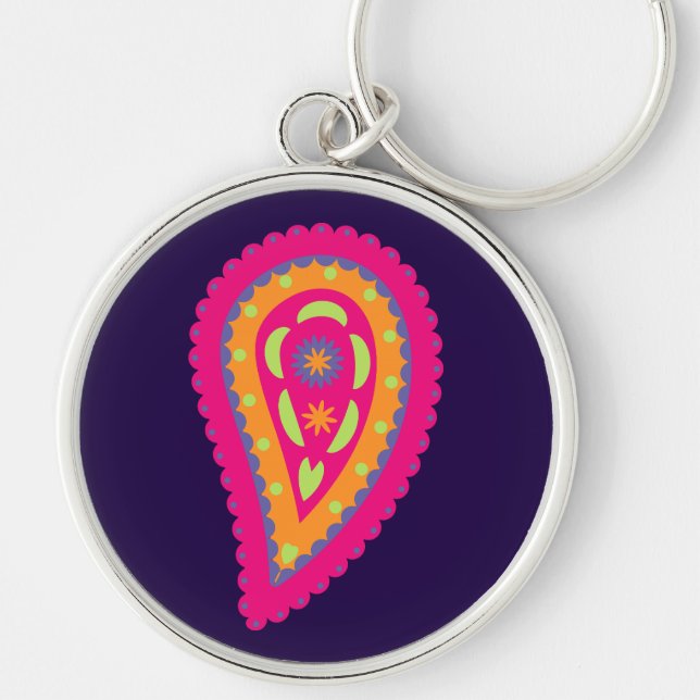 Colourful Paisley Key Ring (Front)