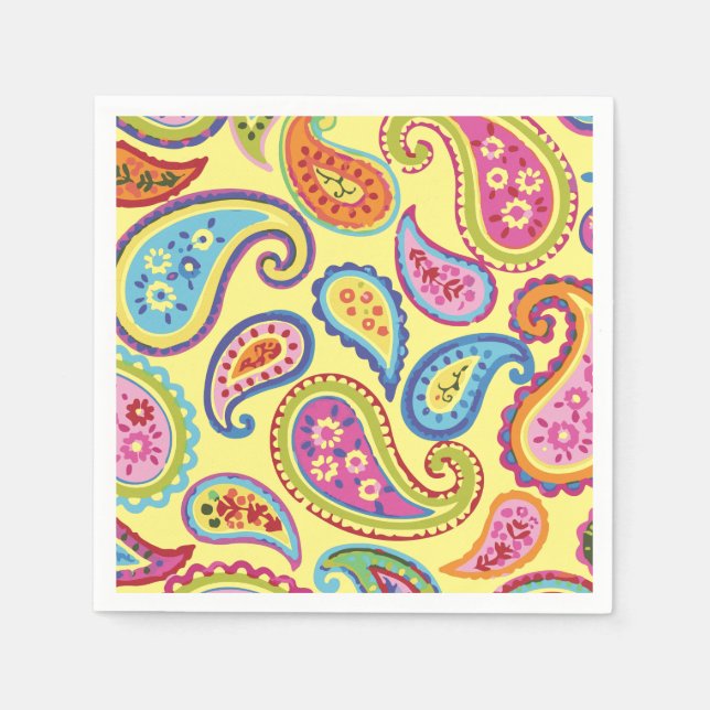 Colourful Paisley Kids Birthday Party Napkin (Front)
