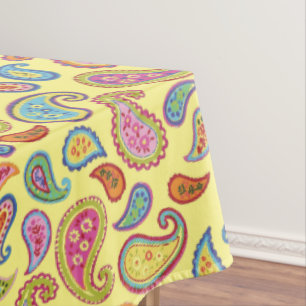 Colourful Paisley Kids Birthday Party Tablecloth
