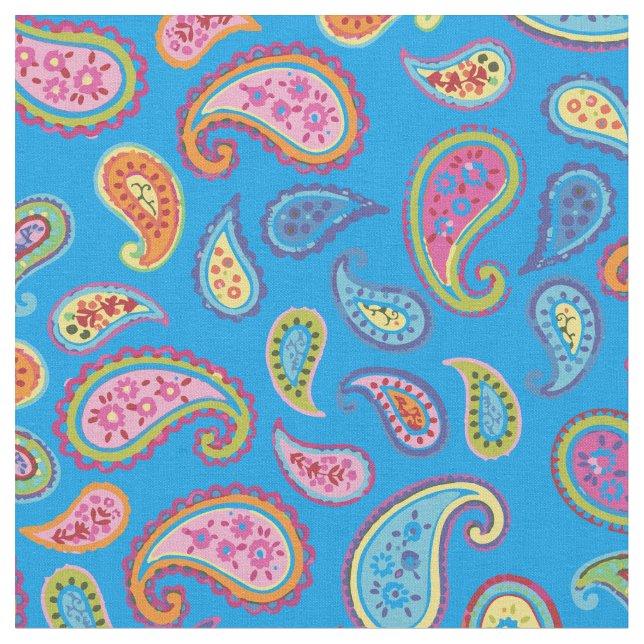 Colourful Paisley Moroccan Kids Room Decor Fabric (Close Up)