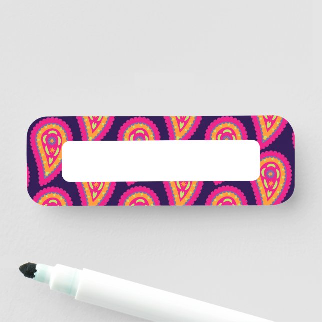 Colourful Paisley Name Tag (In Situ)