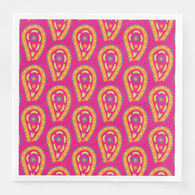 Colourful Paisley Napkin (Front)