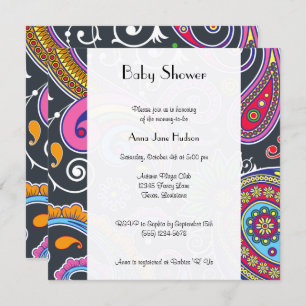 Colourful Paisley, Paisley Pattern, Baby Shower Invitation