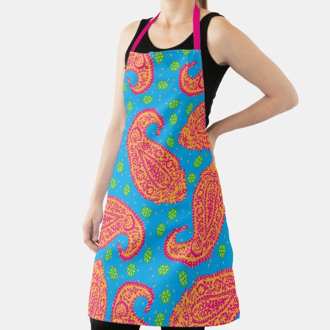 Colourful Paisley Pattern Apron (Insitu)