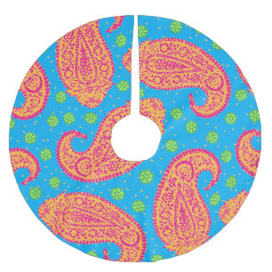 Colourful Paisley Pattern Brushed Polyester Tree Skirt