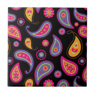 Colourful Paisley Pattern Ceramic Tile