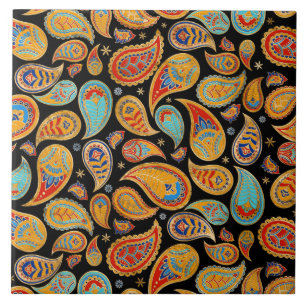 Colourful Paisley Pattern Ceramic Tile