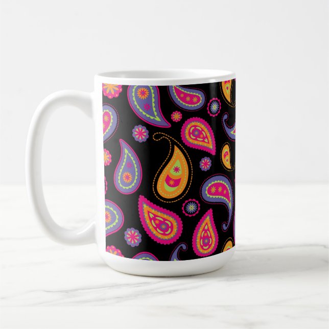 Colourful Paisley Pattern Coffee Mug (Left)