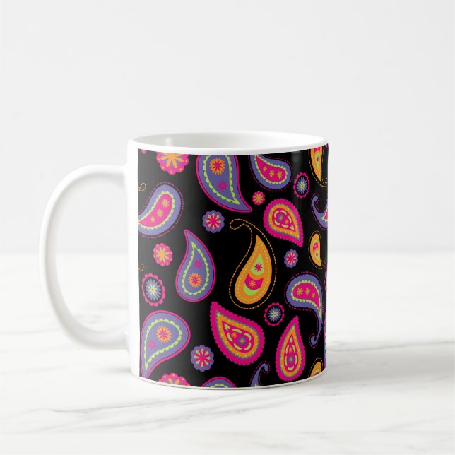 Colourful Paisley Pattern Coffee Mug (Left)
