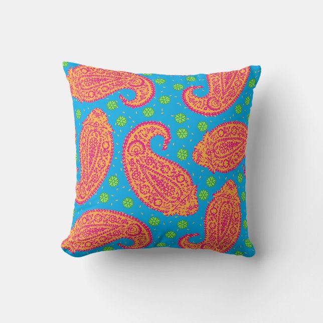 Colourful Paisley Pattern Cushion (Front)