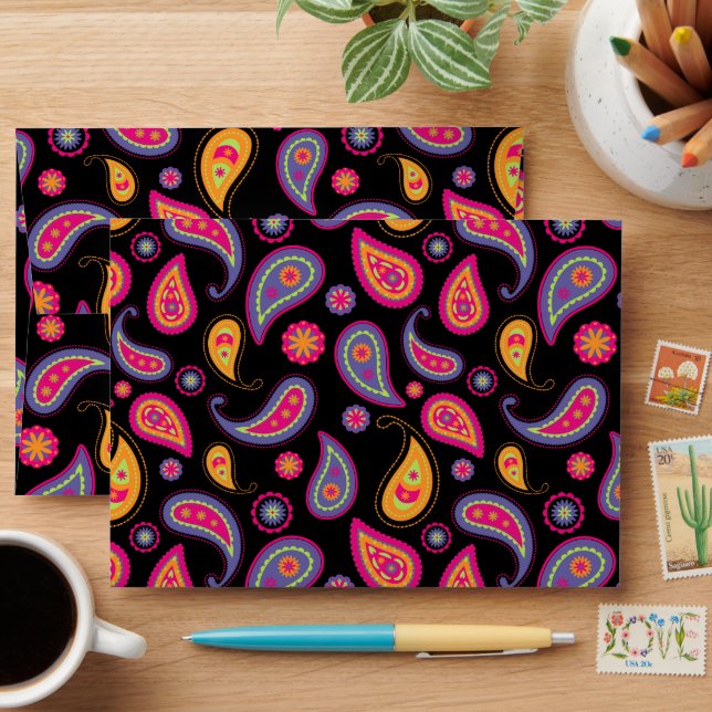 Colourful Paisley Pattern Envelope (Desk)