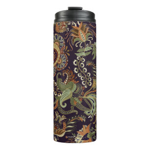 Colourful Paisley pattern. Ethnic vintage wallpape Thermal Tumbler