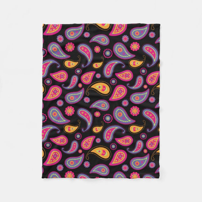 Colourful Paisley Pattern Fleece Blanket (Front)