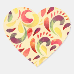 Colourful paisley pattern heart sticker