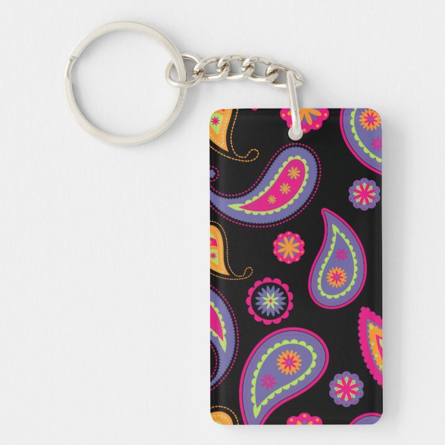Colourful Paisley Pattern Key Ring (Front)