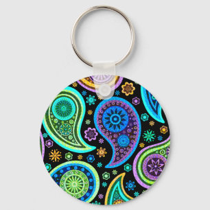 Colourful Paisley Pattern Key Ring