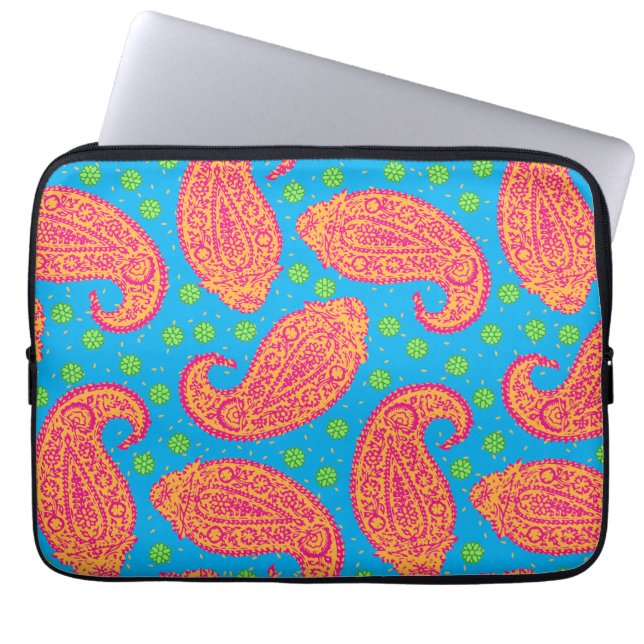 Colourful Paisley Pattern Laptop Sleeve (Front)