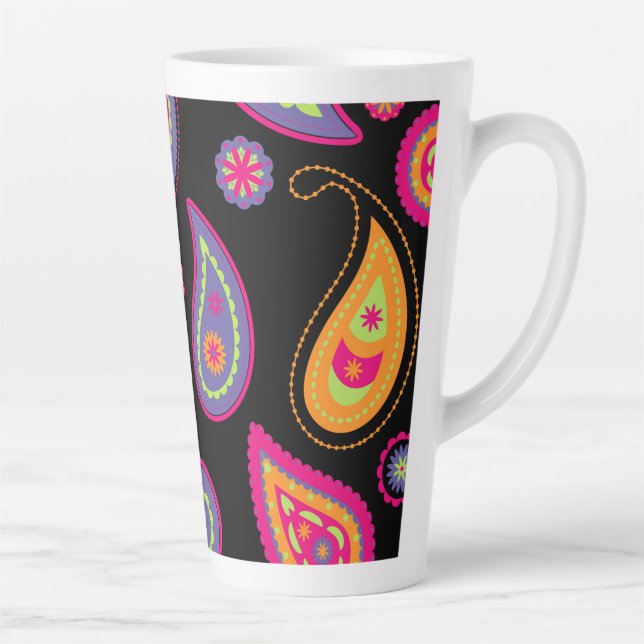 Colourful Paisley Pattern Latte Mug (Right)