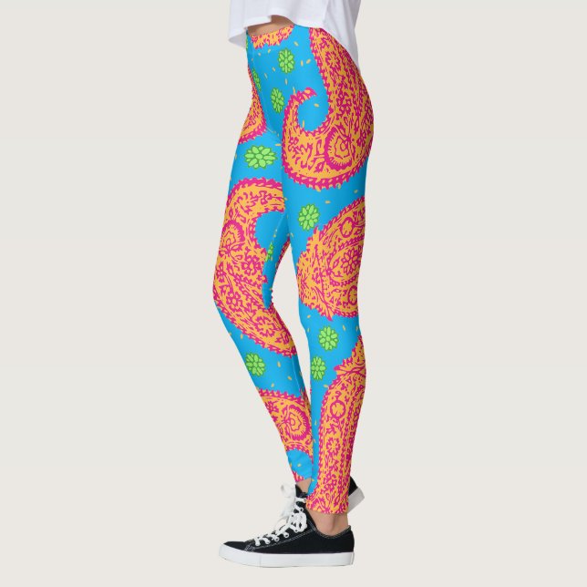 Colourful Paisley Pattern Leggings (Left)