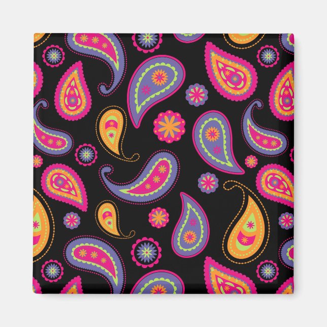 Colourful Paisley Pattern Magnet (Front)