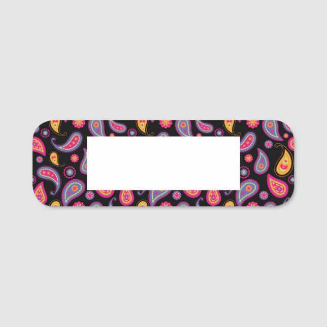 Colourful Paisley Pattern Name Tag (Front)