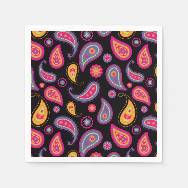 Colourful Paisley Pattern Napkin (Front)