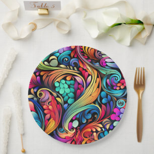 Colourful Paisley Pattern Paper Plate