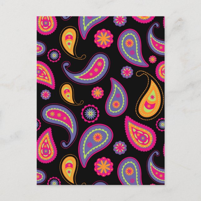 Colourful Paisley Pattern Postcard (Front)