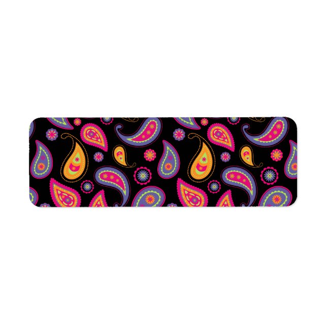 Colourful Paisley Pattern Return Address Label (Front)