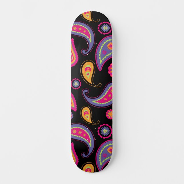 Colourful Paisley Pattern Skateboard (Front)