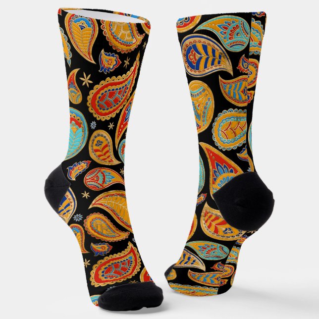 Colourful Paisley Pattern Socks (Angled)