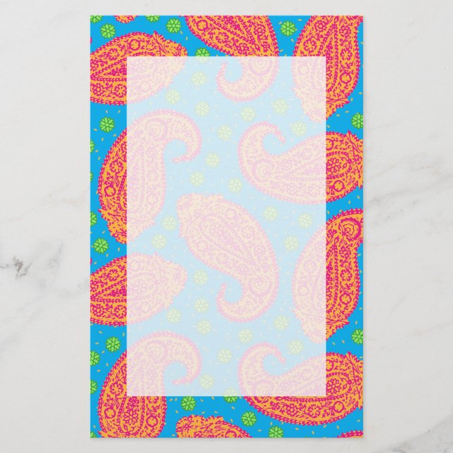 Colourful Paisley Pattern Stationery (Front)