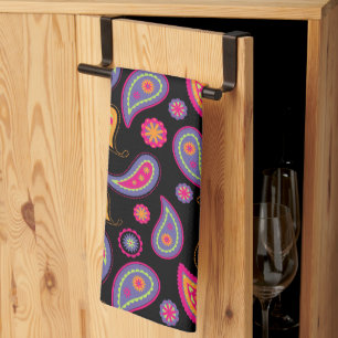 Colourful Paisley Pattern Tea Towel