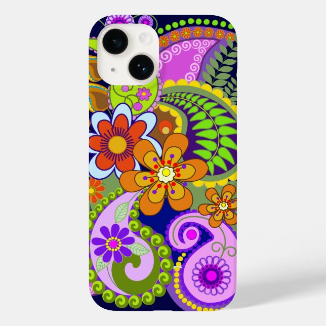 Colourful Paisley Patterns and Flowers Case-Mate iPhone Case (Back)