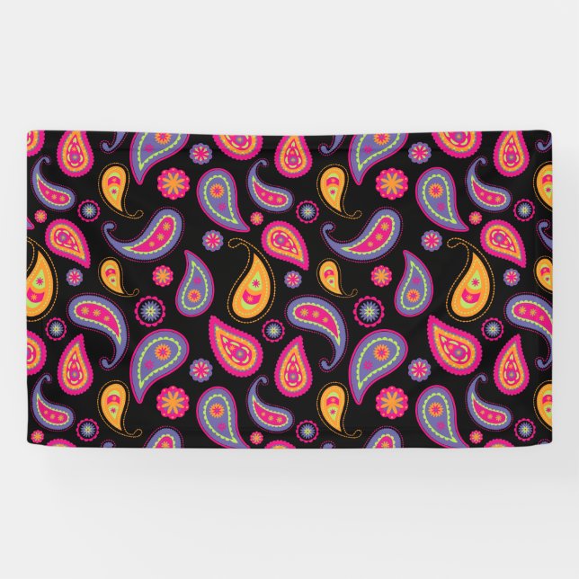 Colourful Paisley seamless Pattern Banner (Horizontal)