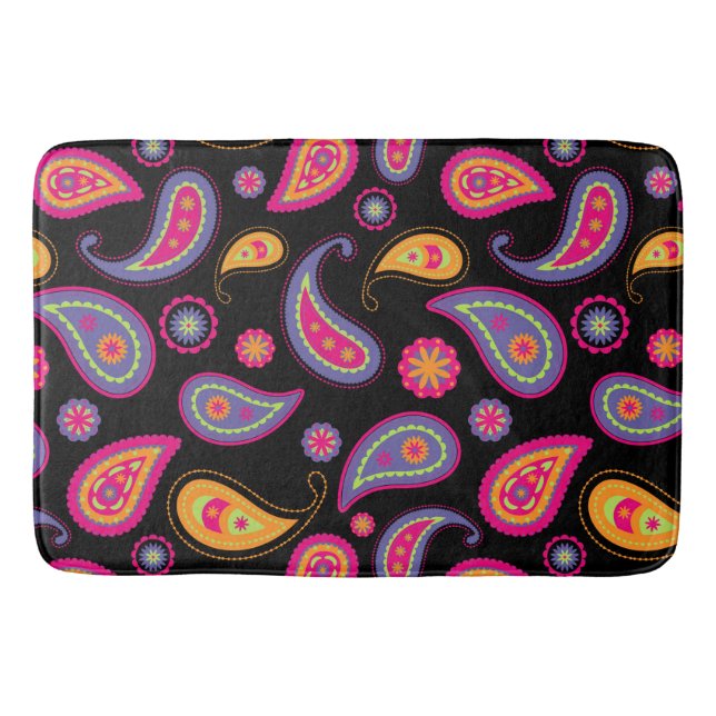 Colourful Paisley seamless Pattern Bath Mat (Front)