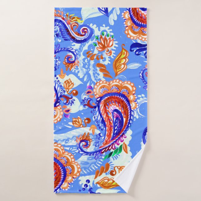 Colourful paisley seamless pattern bath towel (Bath Towel)