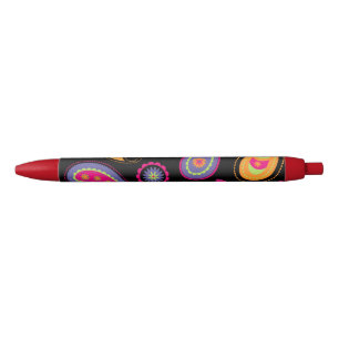 Colourful Paisley seamless Pattern Black Ink Pen