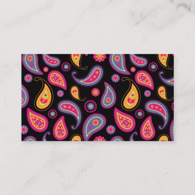 Colourful Paisley seamless Pattern Business Card (Front)