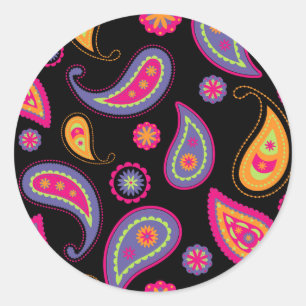Colourful Paisley seamless Pattern Classic Round Sticker