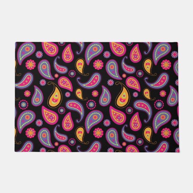 Colourful Paisley seamless Pattern Doormat (Front)