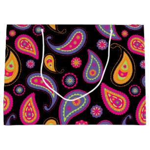Colourful Paisley seamless Pattern Large Gift Bag