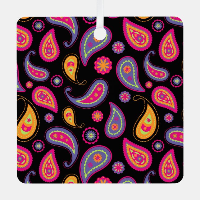 Colourful Paisley seamless Pattern Metal Tree Decoration (Front)