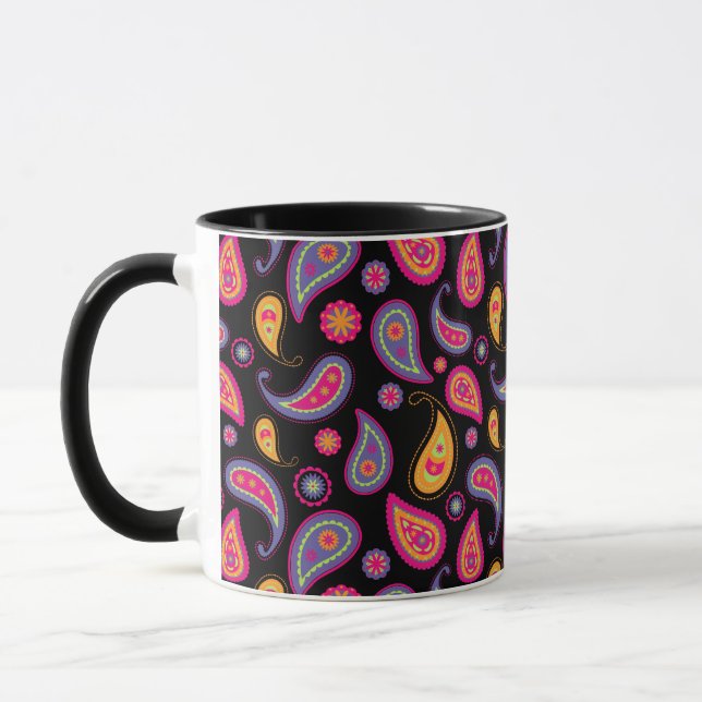 Colourful Paisley seamless Pattern Mug (Left)