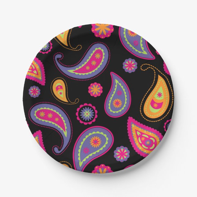 Colourful Paisley seamless Pattern Paper Plate (Front)