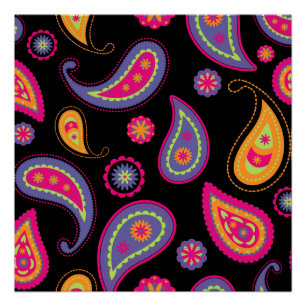 Colourful Paisley seamless Pattern Poster