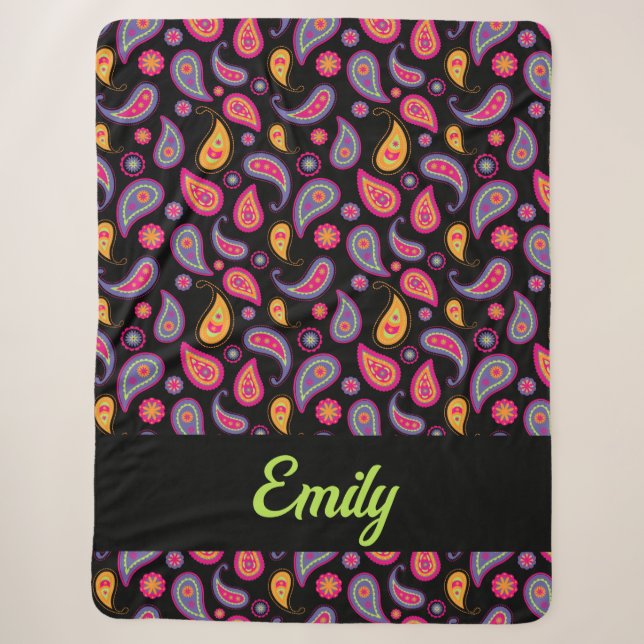 Colourful Paisley seamless Pattern Sherpa Blanket (Front)