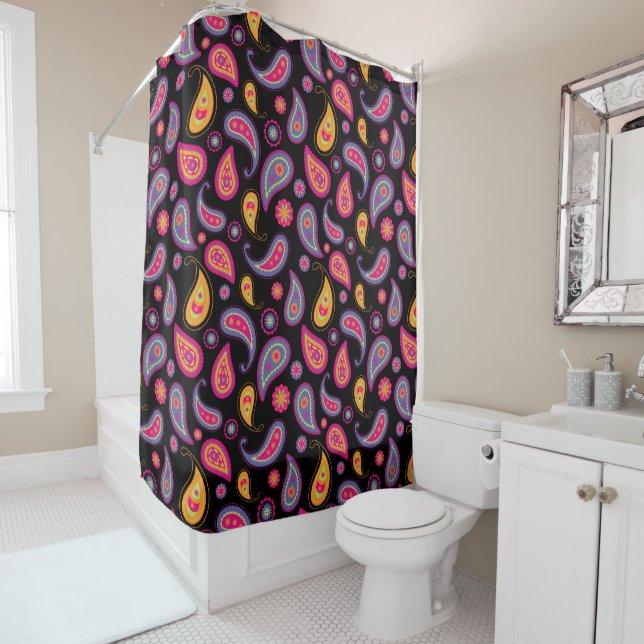 Colourful Paisley seamless Pattern Shower Curtain (In Situ)