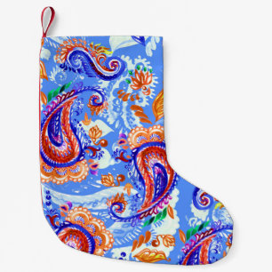 Colourful paisley seamless pattern small christmas stocking