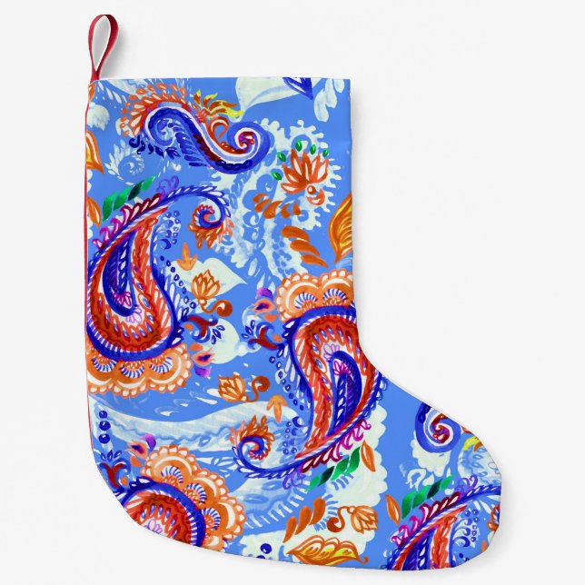 Colourful paisley seamless pattern small christmas stocking (Front)